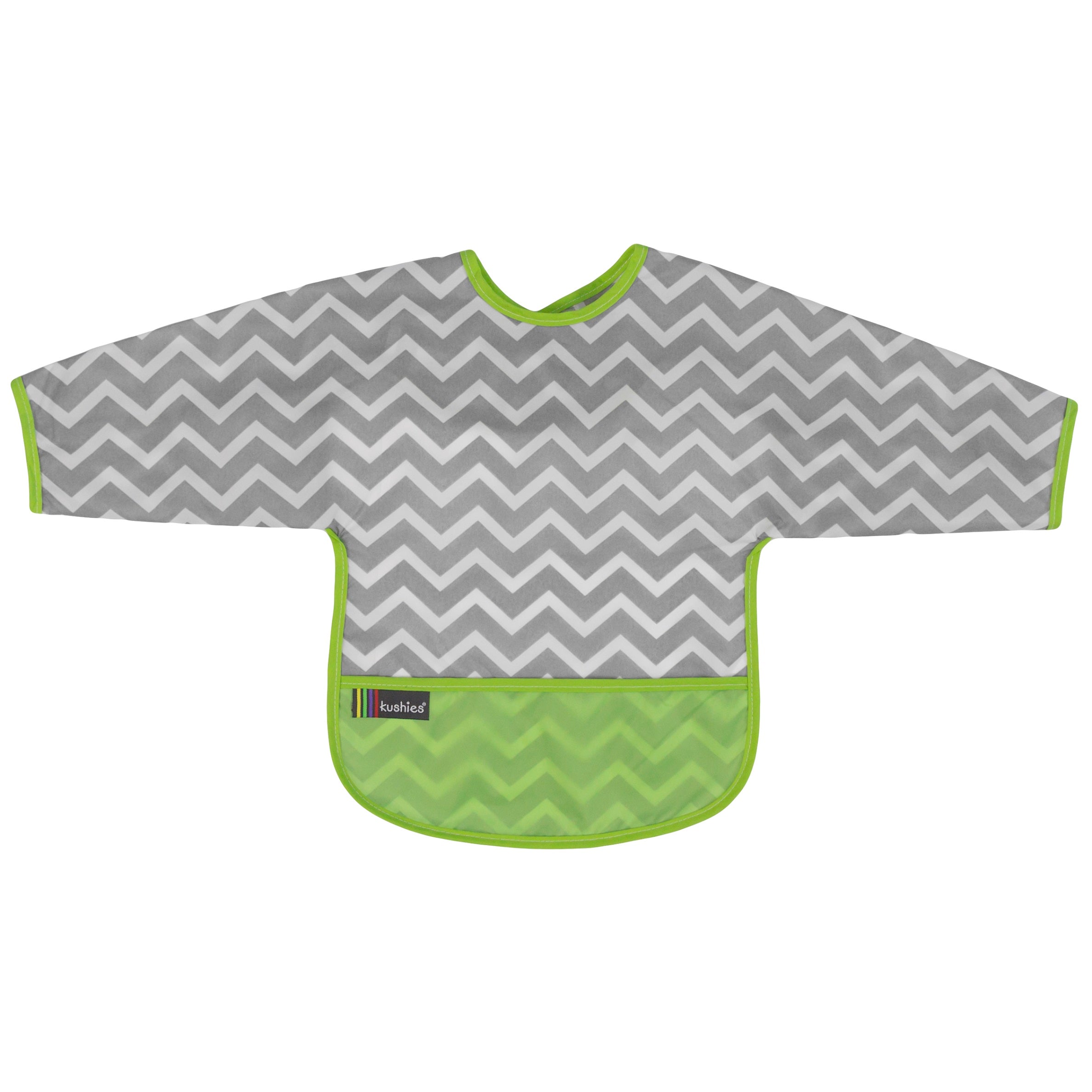 Cleanbib Waterproof Bib With Sleeves  green_chevron