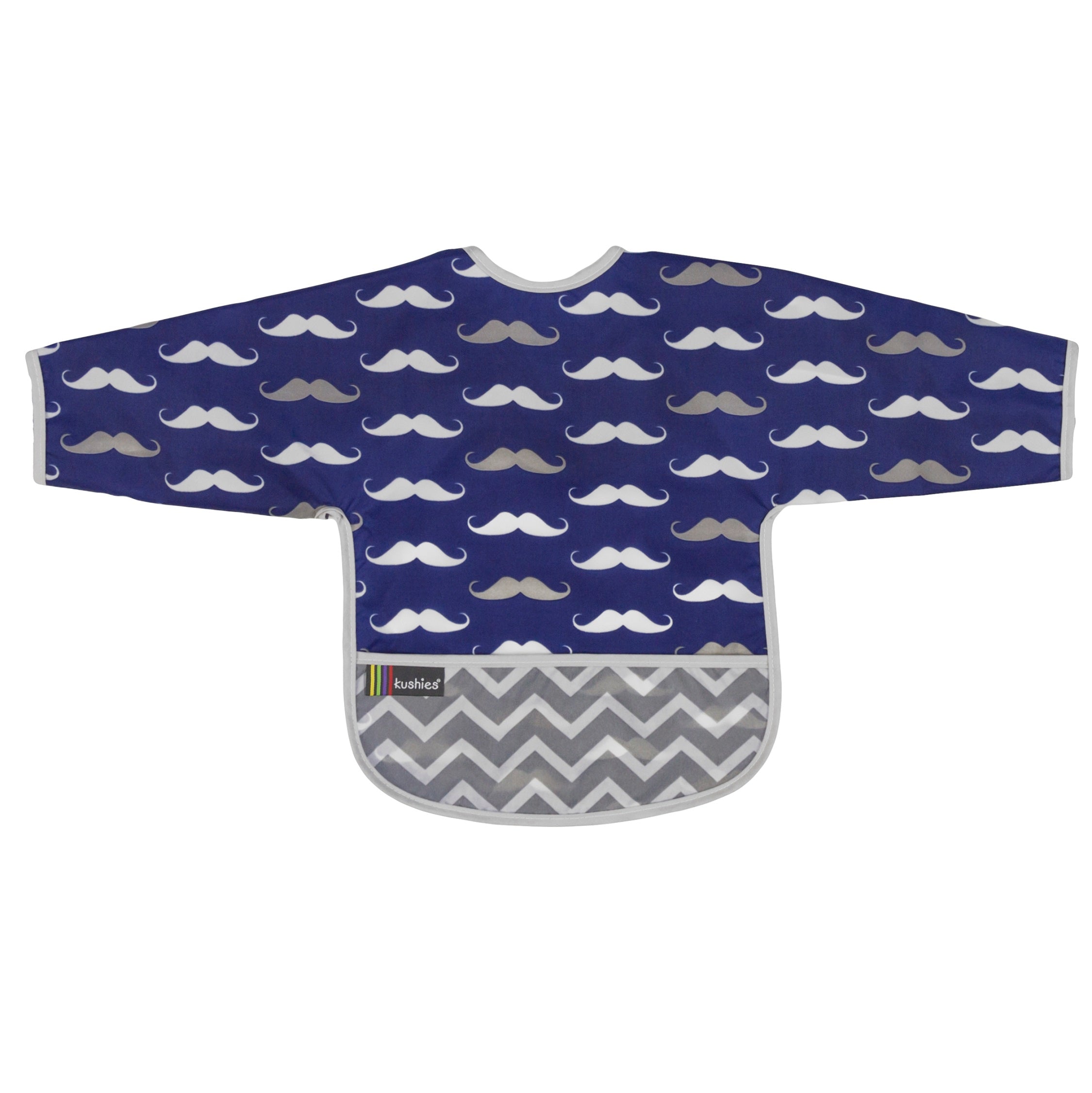 Cleanbib Waterproof Bib With Sleeves  mustache