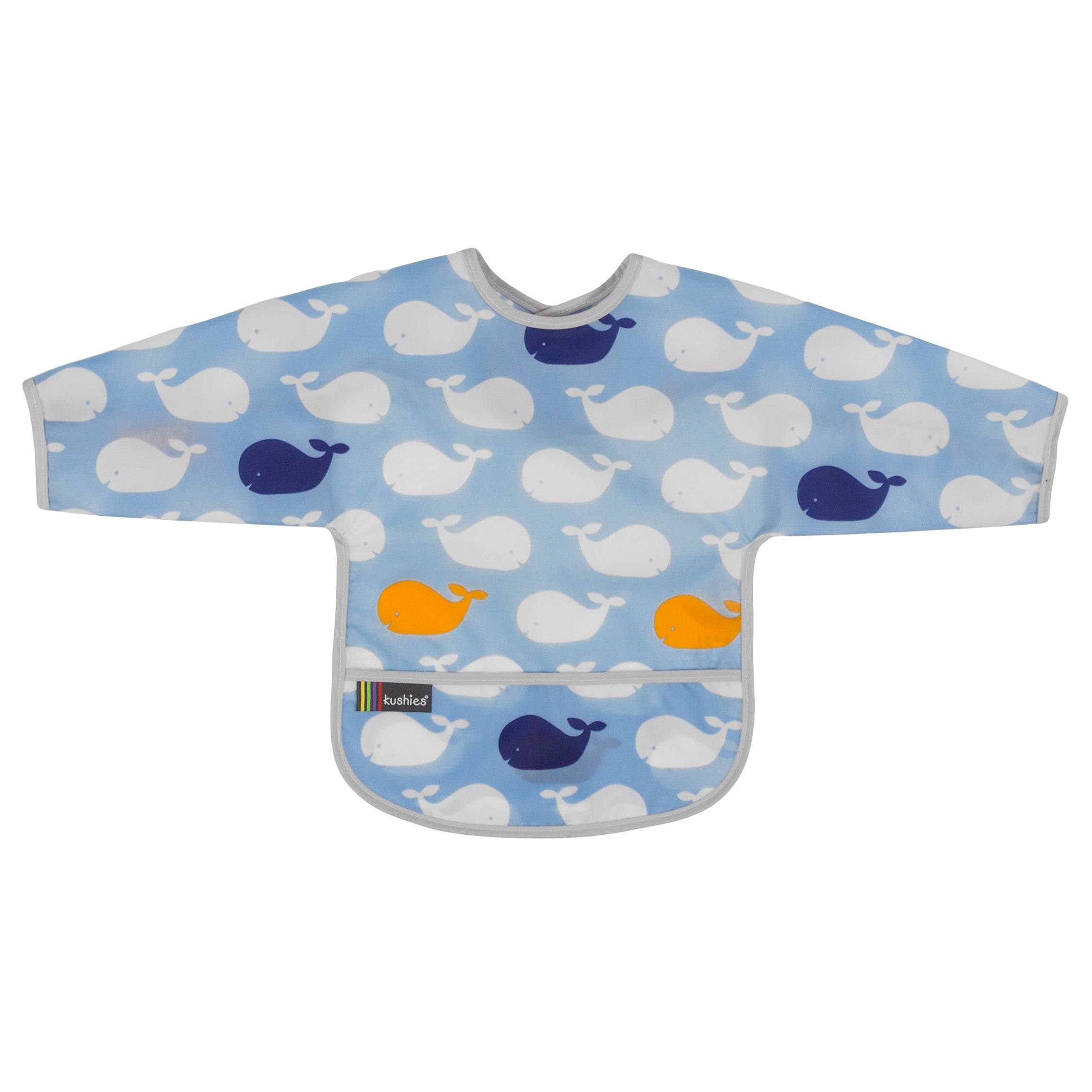 Clean Bib with Sleeves- 1-2 Yr whales