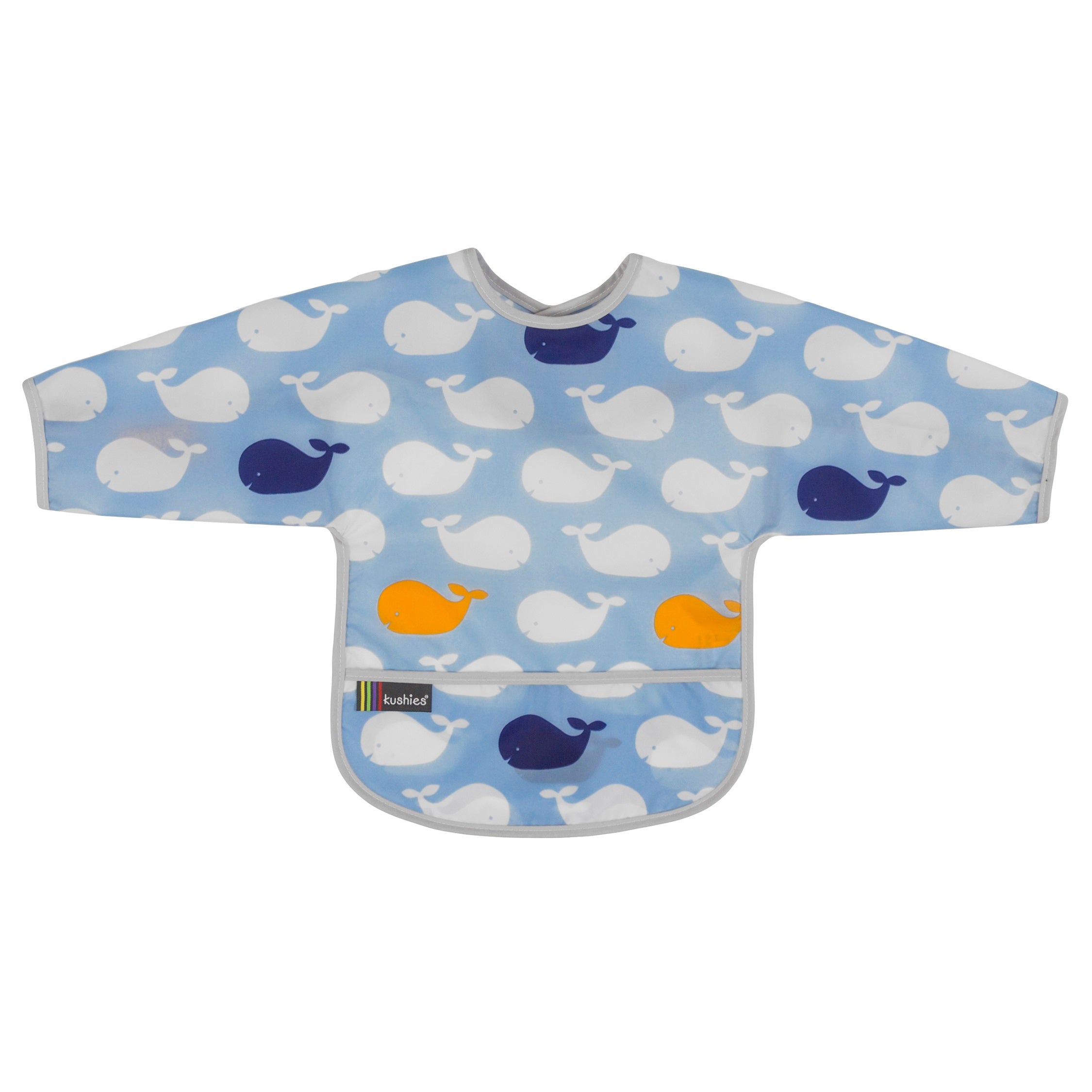 Clean Bib with Sleeves- 2-4 Yr whales