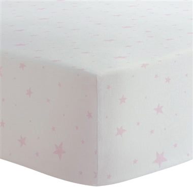 Flannel Crib Sheet - Stars pink