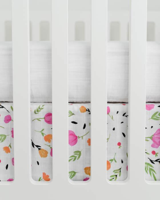 Cotton Muslin Crib Skirt berry_bloom