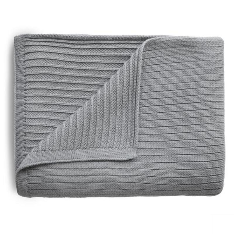 Knitted Ribbed Baby Blanket Gray