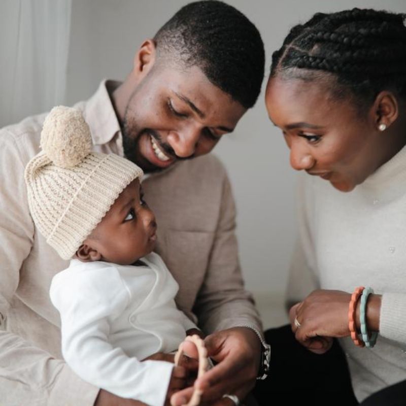 Flower Teething Bracelet - 3 Pack Steel Dove Grey and Stone