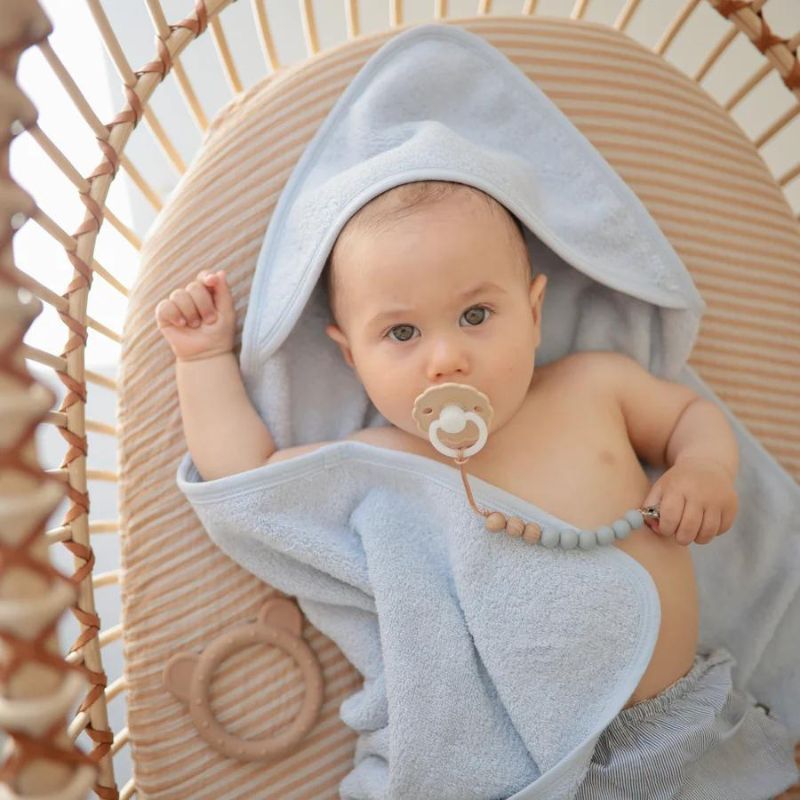 Organic Cotton Baby Hooded Towel Baby Blue