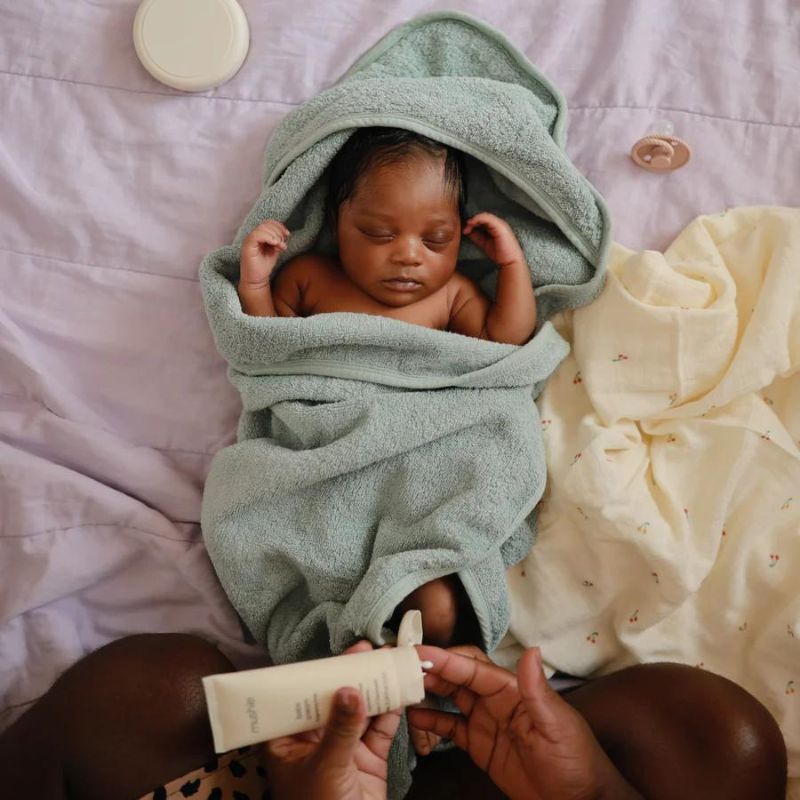 Organic Cotton Baby Hooded Towel Sea Mist