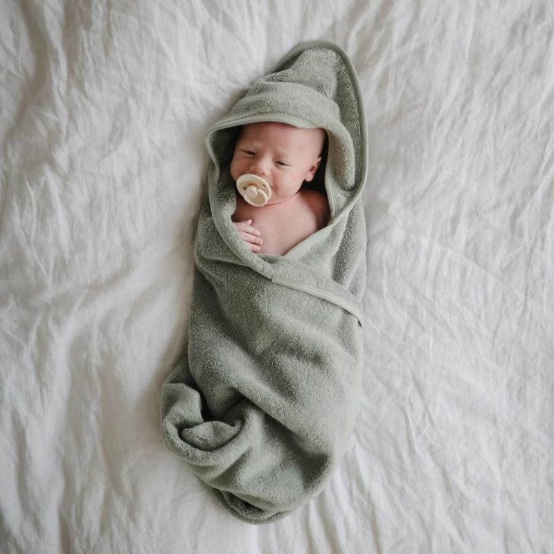 Organic Cotton Baby Hooded Towel Moss