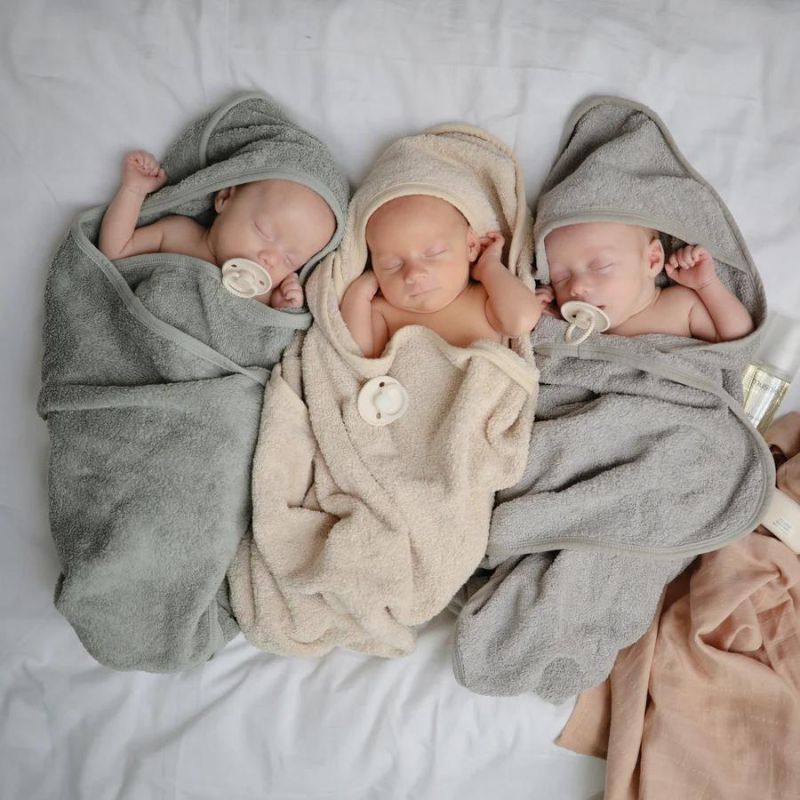 Organic Cotton Baby Hooded Towel Sea Mist