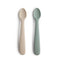 Silicone Feeding Spoons 2-Pack Cambridge Blue and Shifting Sand