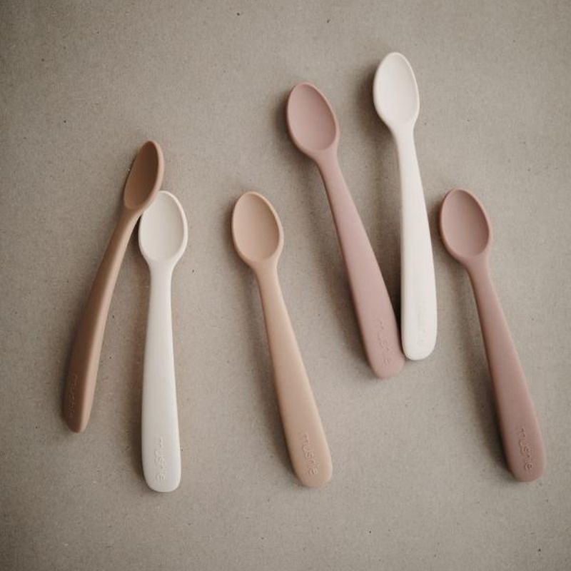 Silicone Feeding Spoons 2-Pack Blush and Shifting Sand