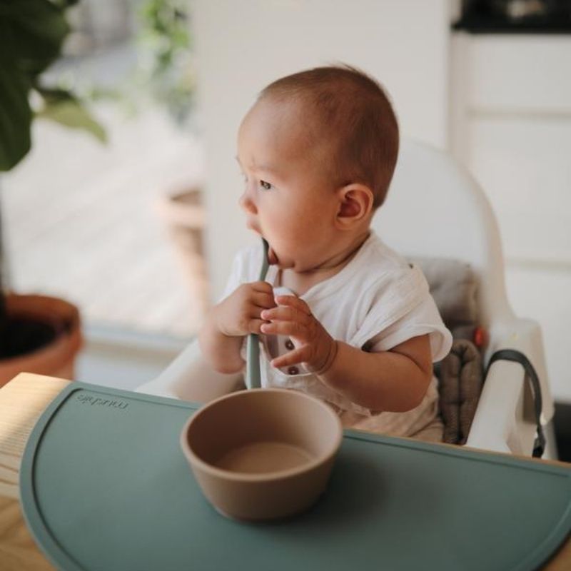 Silicone Feeding Spoons 2-Pack Stone and Cloudy Mauve