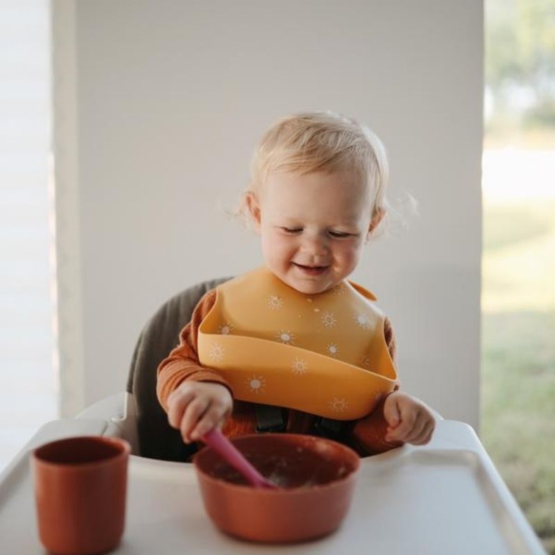 Silicone Baby Bib Sun Orange