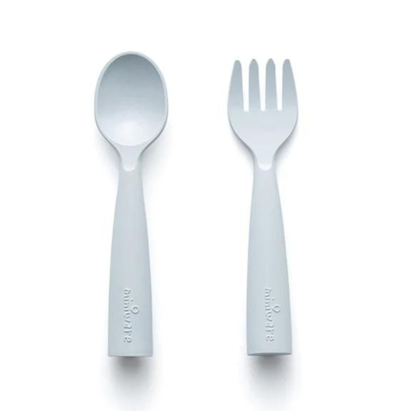 Miniware Silicone Teething Spoon Set - Gray & Aqua