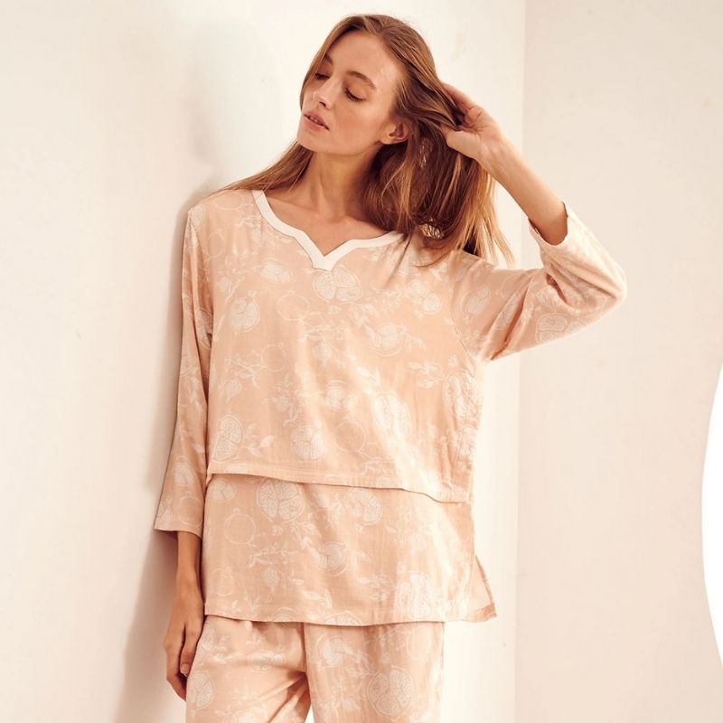 2 Piece Maternity,Nursing Nightgown Pajama Set Featuring Dress w/Lace, –  Freeman New York
