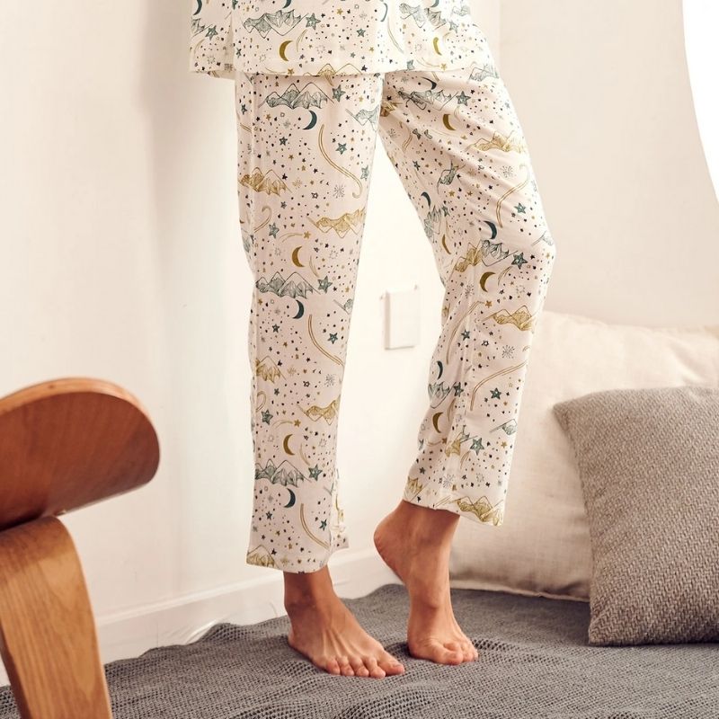 Full Sleeve Maternity and Nursing Bamboo/Cotton Pajama Set - Lavender