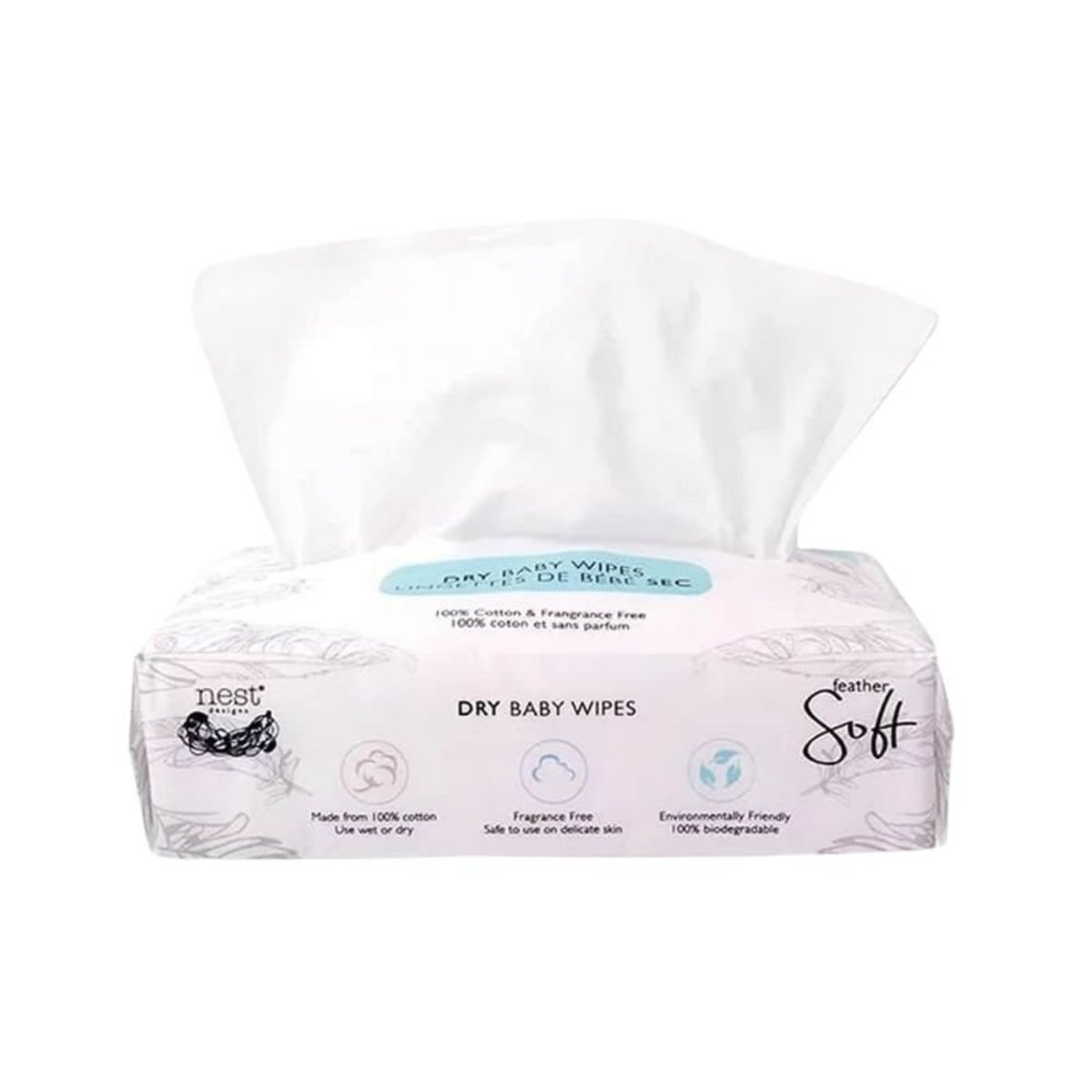 Cotton Dry Baby Wipes - 80 Pack
