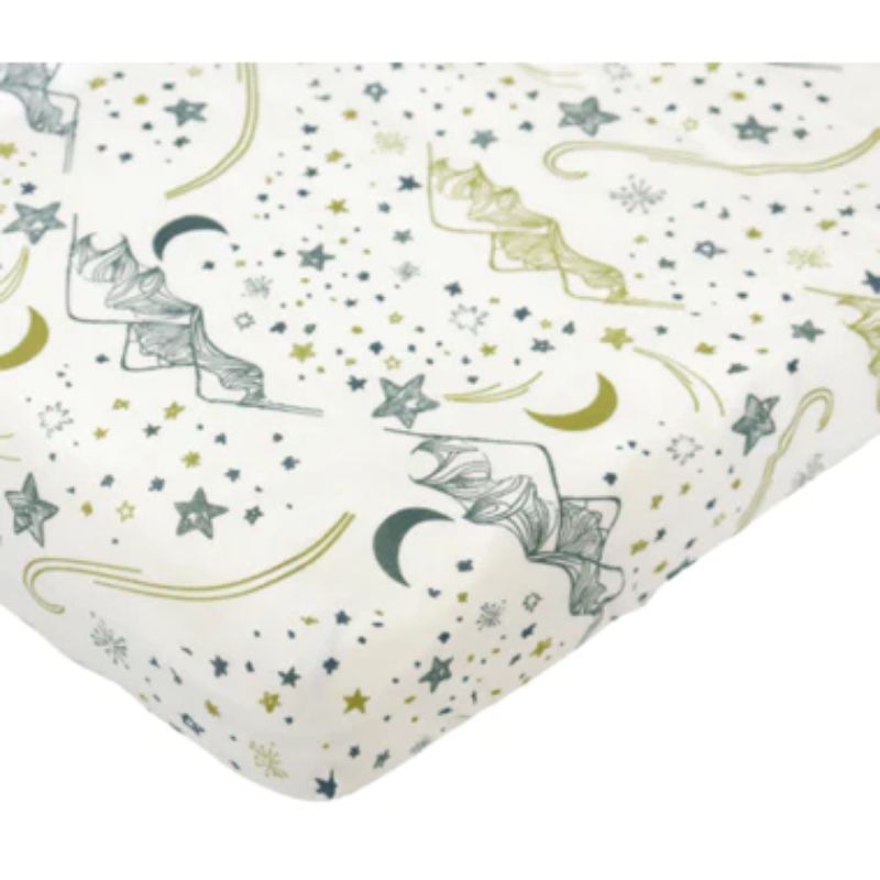 Fitted Bamboo Crib Sheet Stars White