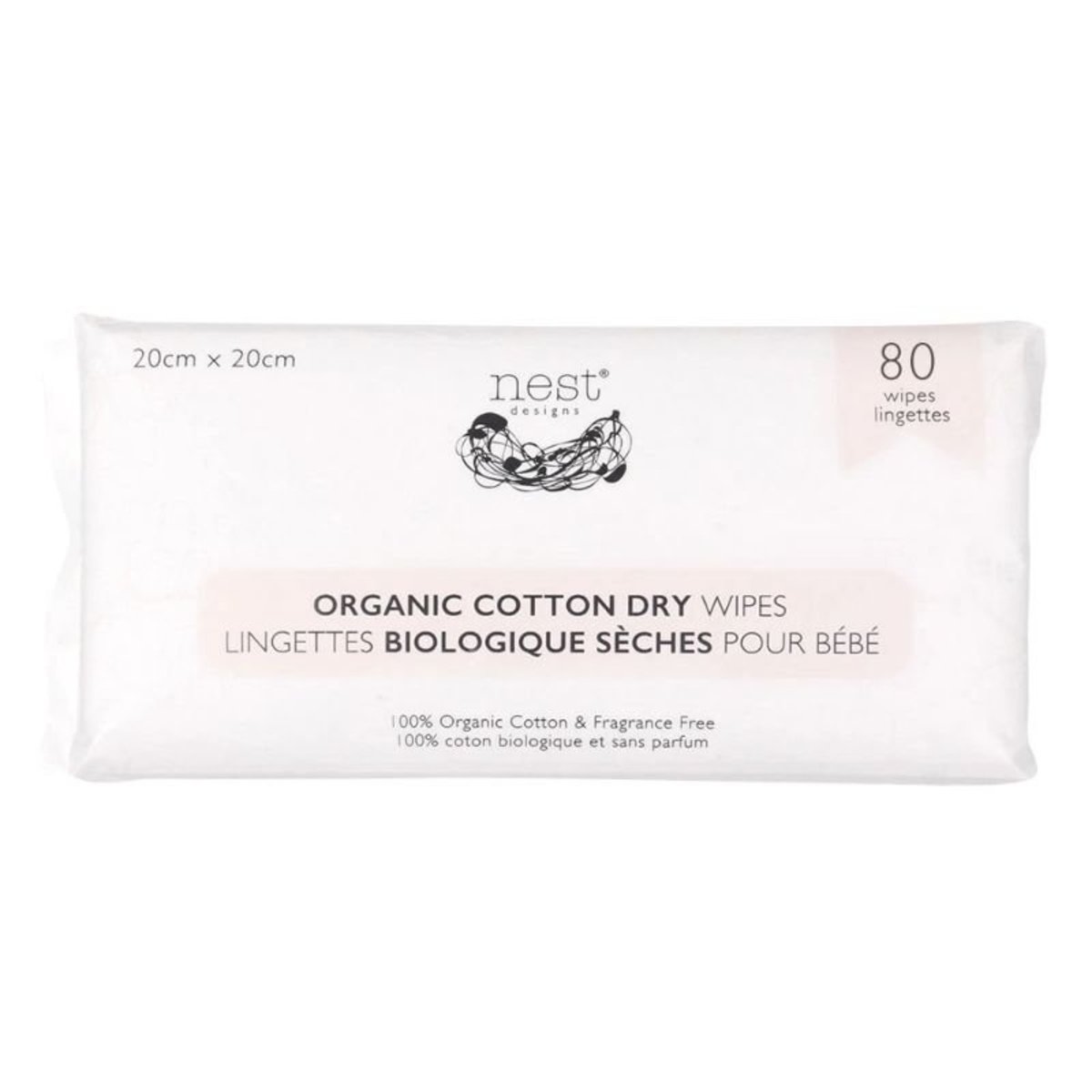 Organic Cotton Dry Baby Wipes - 80 Count