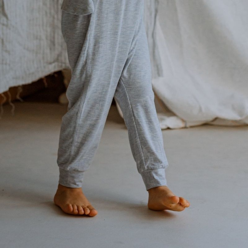 Bamboo Cotton Long Sleeve Drop Bottom Romper Grey Dawn