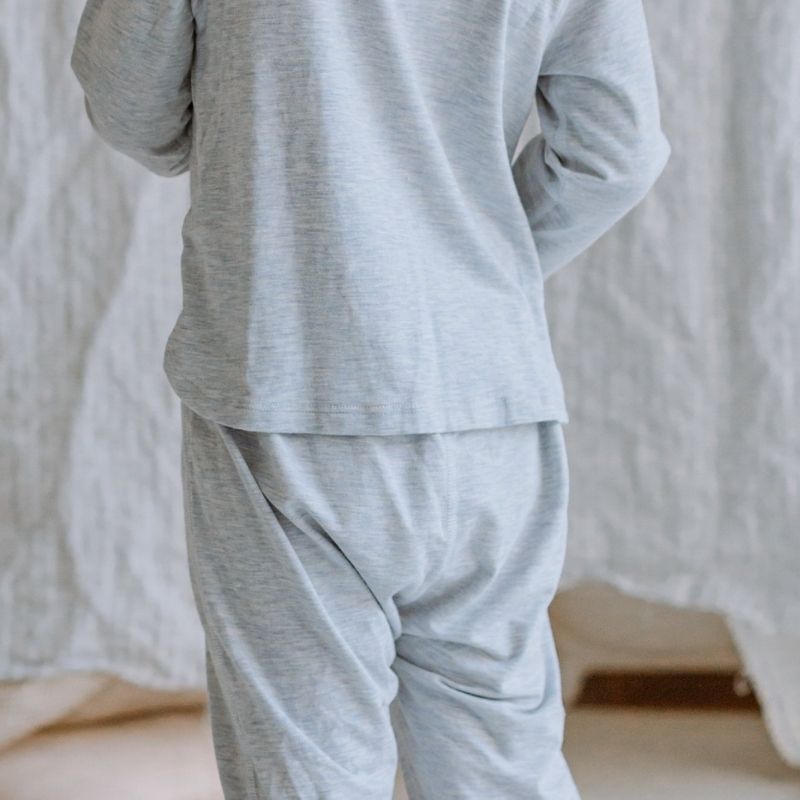 Bamboo Cotton Long Sleeve Drop Bottom Romper Grey Dawn