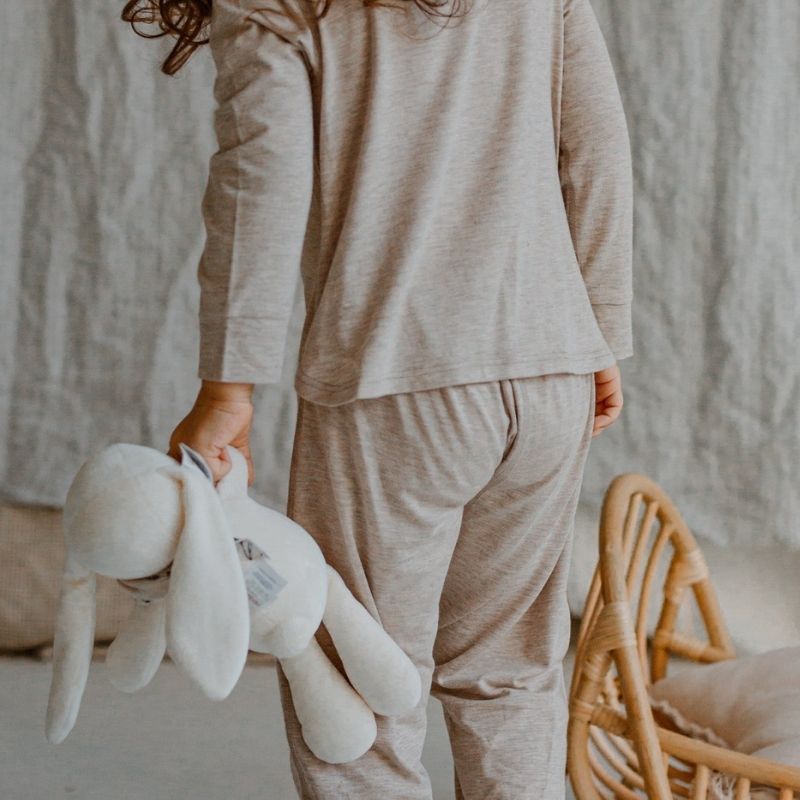 Bamboo Cotton Long Sleeve Drop Bottom Romper Warm Taupe