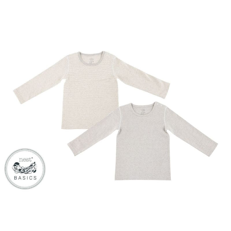 Basics Organic Cotton Ribbed Long Sleeve T-Shirt - 2 Pack