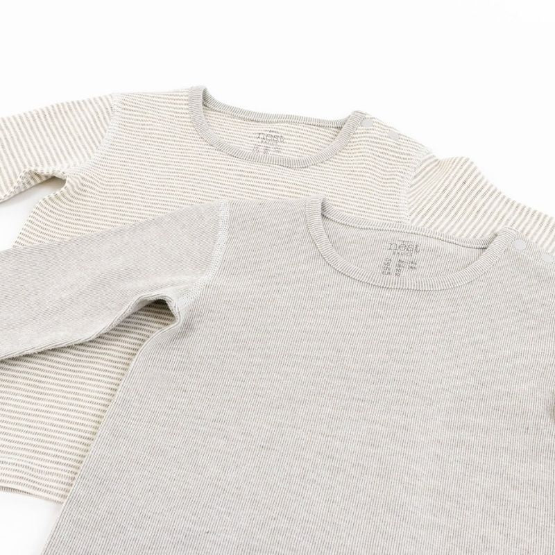 Basics Organic Cotton Ribbed Long Sleeve T-Shirt - 2 Pack