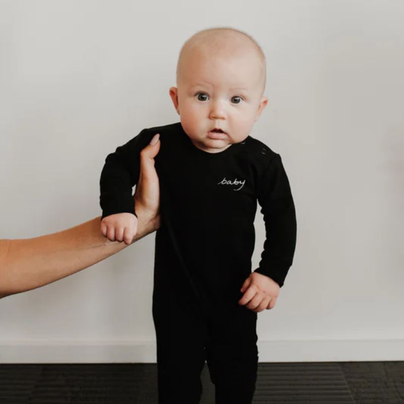 Baby Long Romper Black
