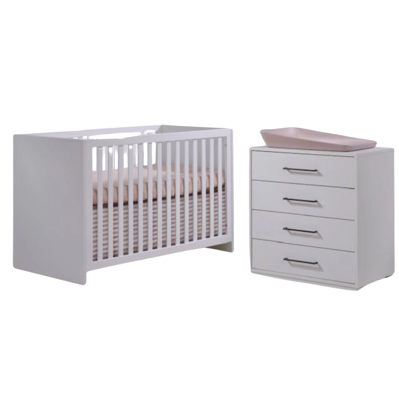 Contempo Island Convertible Crib + 4-Drawer Dresser Combo