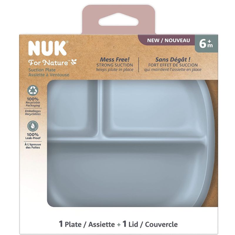 NUK for Nature Suction Plate with Lid - Stormy Blue