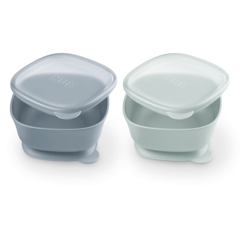 NUK for Nature Suction Bowls with Lids - Stormy Blue