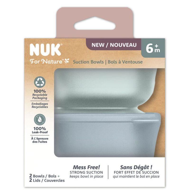 NUK for Nature Suction Bowls with Lids - Stormy Blue