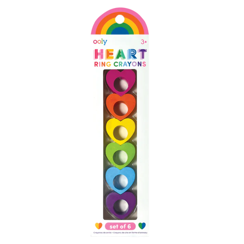 Crayons à anneaux en forme de cœur - Lot de 6