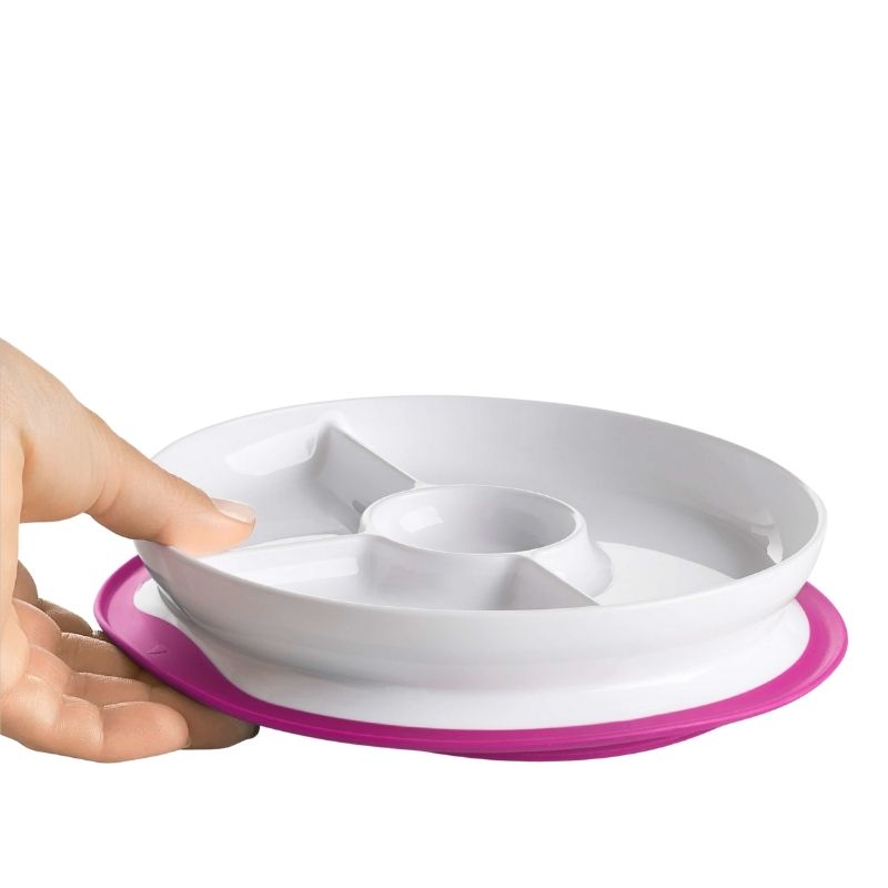 Stick & Stay Divided Plate Pink