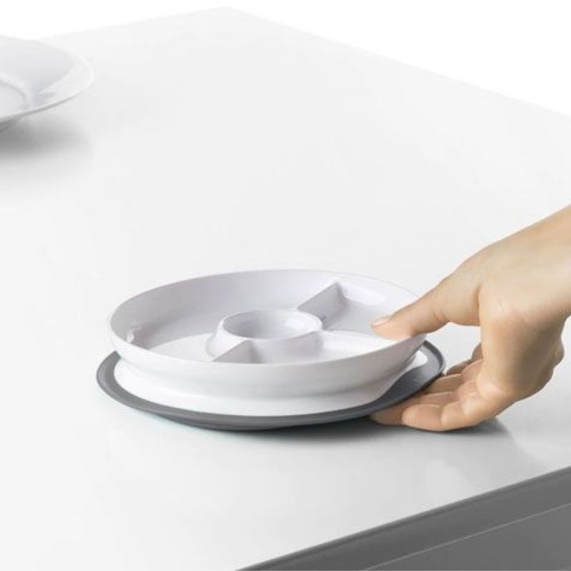 Stick & Stay Divided Plate Grey