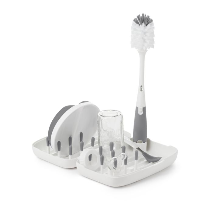 On-the-Go Drying Rack with Bottle Brush Grey