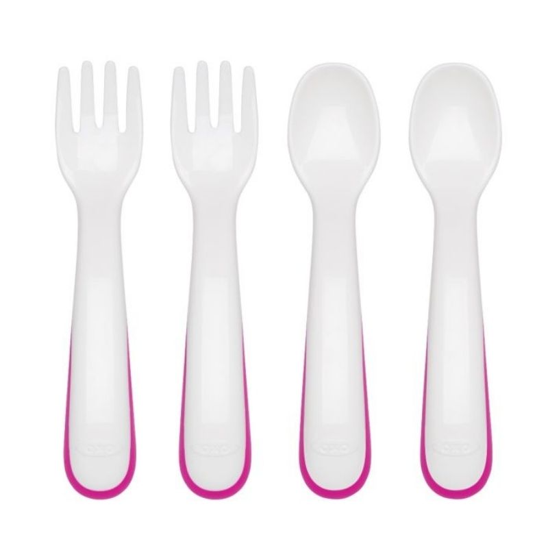 Tot Fork and Spoon Set Pink