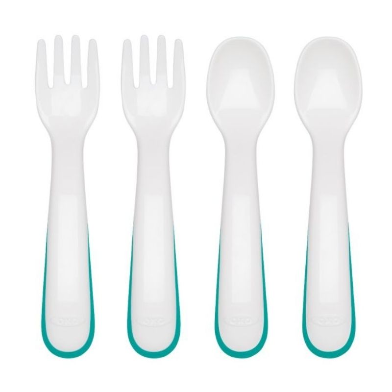Tot Fork and Spoon Set Teal