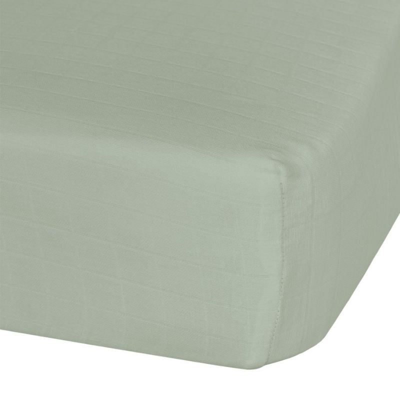 Cotton Muslin Fitted Sheet Green