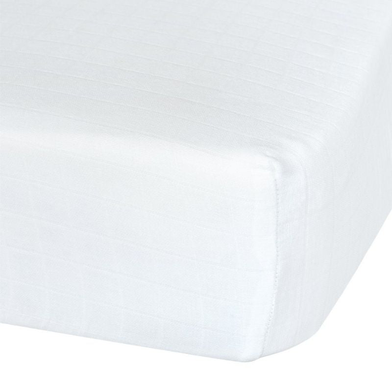 Cotton Muslin Fitted Sheet White
