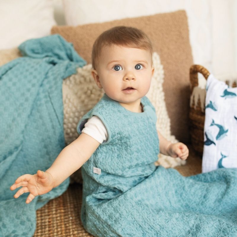 Waffle Muslin Sleepbag - 1.0 TOG Teal