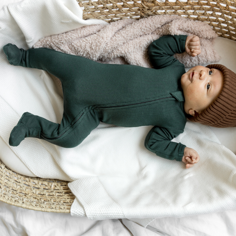 Cotton Ribbed Footed Sleepers - Solids