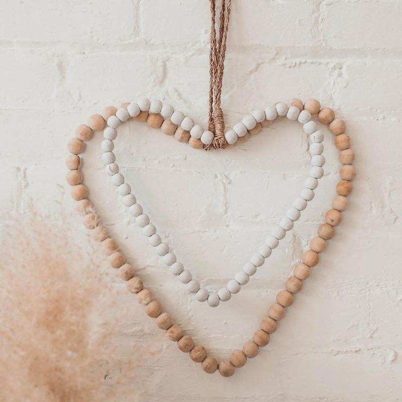 Wooden Beaded Heart