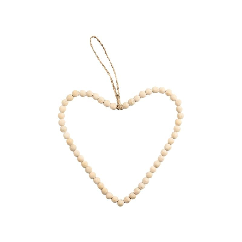 Wooden Beaded Heart Natural