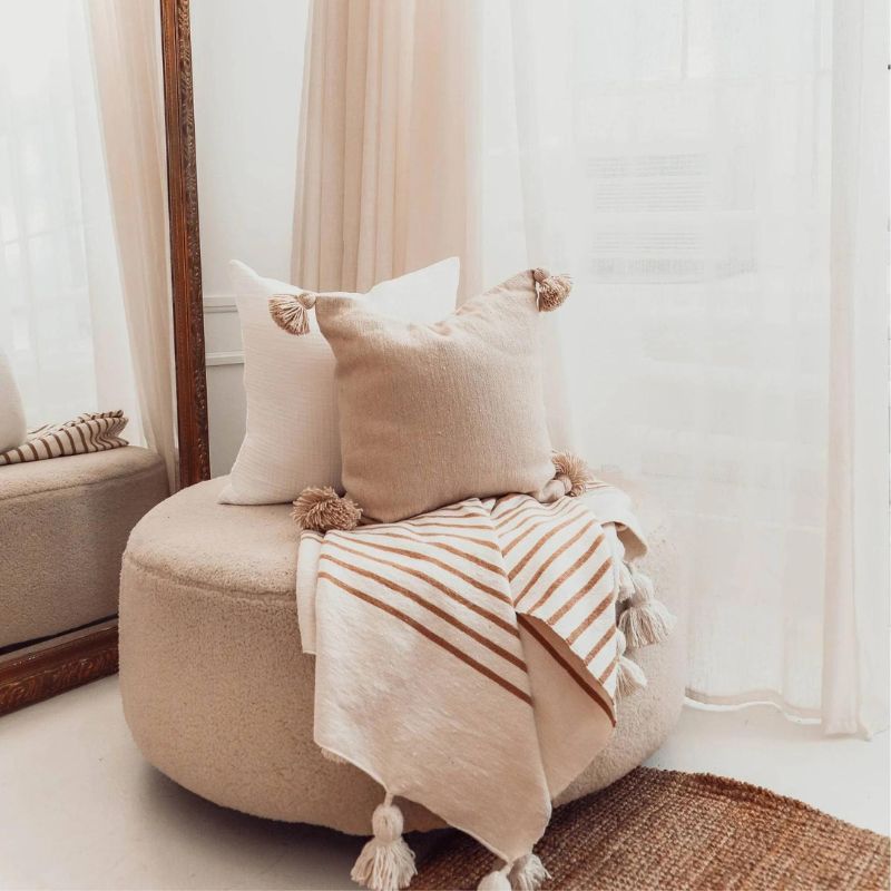 Solid Moroccan Pom Pom Pillow