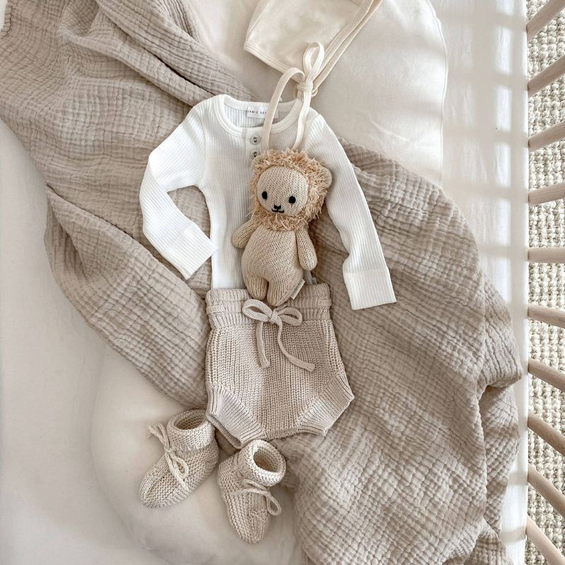 Crinkle Baby Blanket Beige