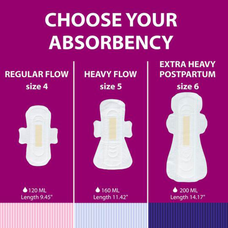  Extra Heavy Overnight/Postpartum Pads - 6 Pack