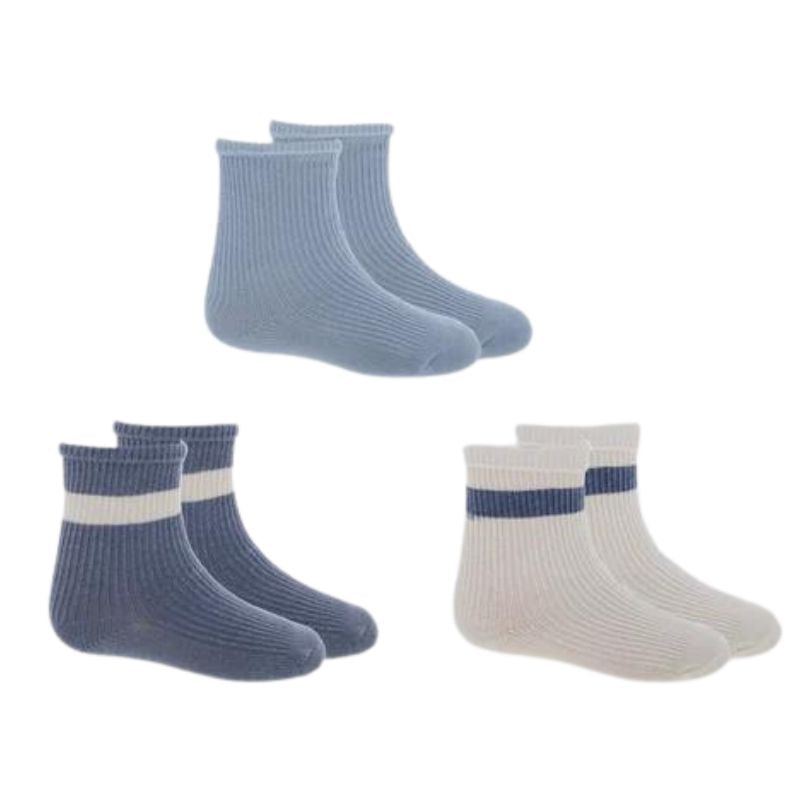 Organic Cotton Crew Socks - 3 Pack Grey