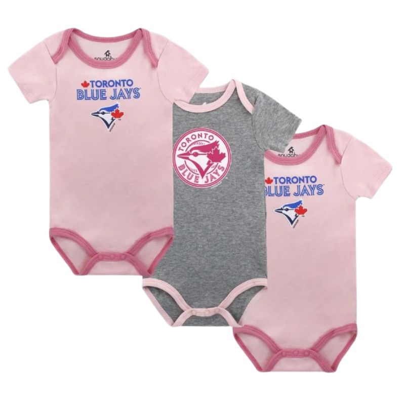 Blue Jays 3 Pack Pink Bodysuits
