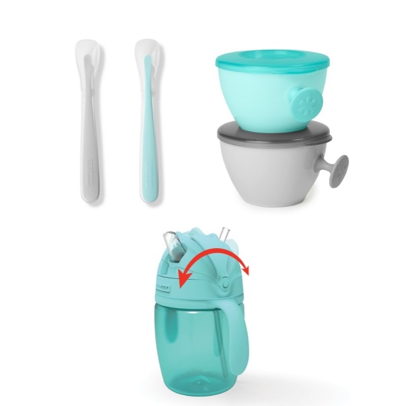 Easy-Feed Mealtime Set - Teal/Grey